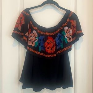 Free People embroidered off the shoulder top